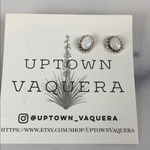 EARRINGS White opal studs